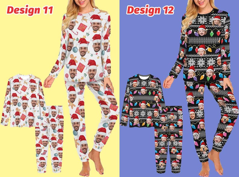 Custom Christmas Pajamas,Face Pajama,Personalized Pajama Set,Dog Pet Pjs for Men Women Kid,Christmas Gift for Family