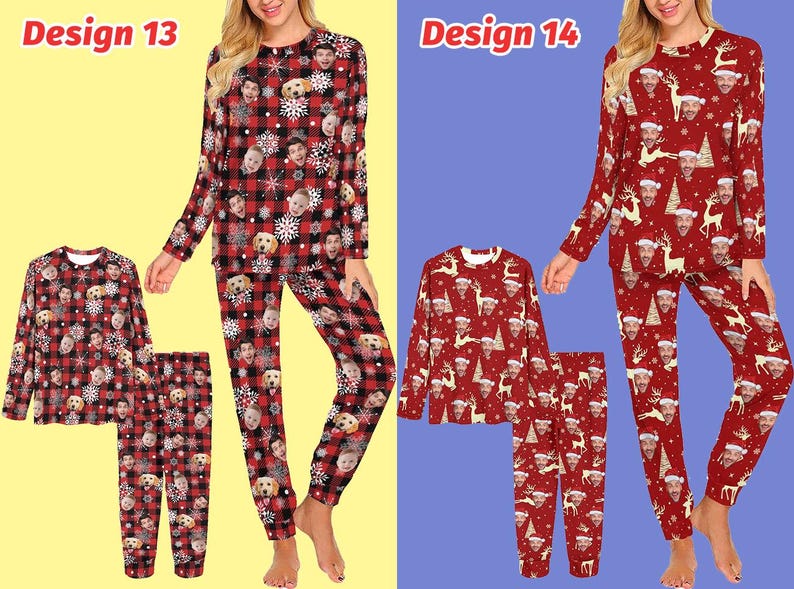 Custom Christmas Pajamas,Face Pajama,Personalized Pajama Set,Dog Pet Pjs for Men Women Kid,Christmas Gift for Family