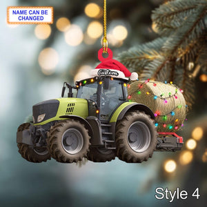 Farmer Tractor Baler Christmas Ornament, Rustic Farm Tree Hanging Decoration, Country Holiday Gift for Farmers & Tractor Lovers