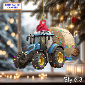 Farmer Tractor Baler Christmas Ornament, Rustic Farm Tree Hanging Decoration, Country Holiday Gift for Farmers & Tractor Lovers