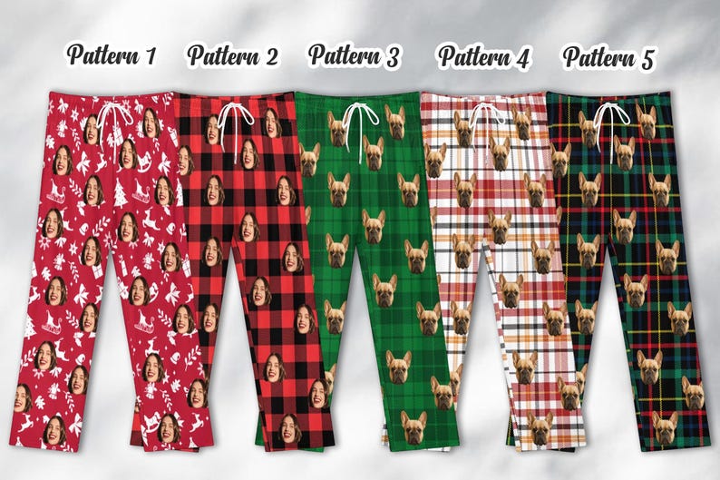 Custom Christmas Eve Pajama Pants, Drawstring Pajamas, Comfortable Personalized Photo Pajamas, Matching Couple and Family Sleepwear