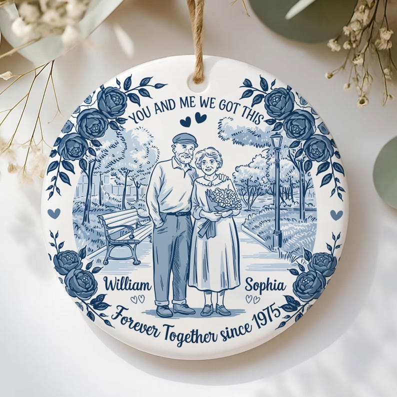 Going Old Together Couple Ornament, 2D Flat Couple Acrylic Keepsake, Together Vintage Christmas Gift