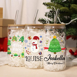 Personalized Christmas Tumblers| Custom Glass Coffee cup| Little Christmas Tree Snack Cup| Gift for Her| Christmas Gift| Sprinkle Cookie Cup