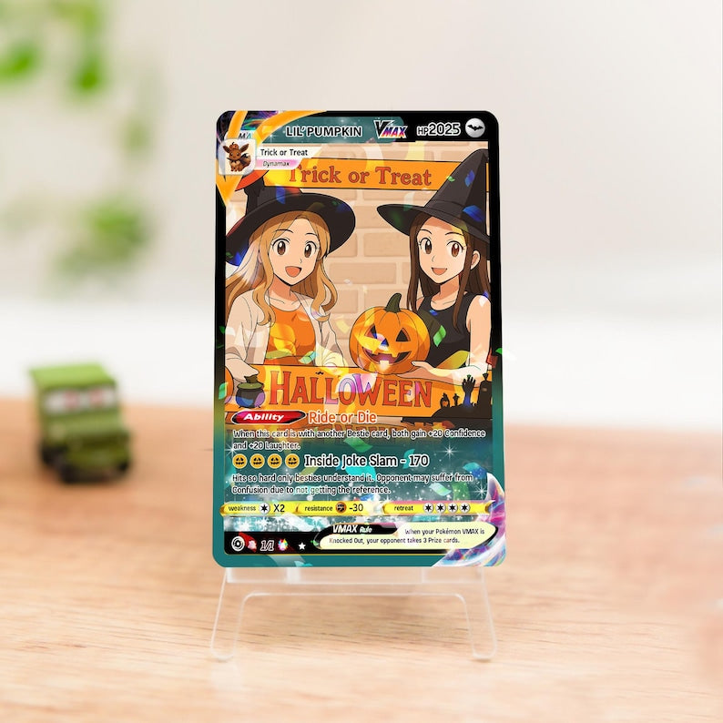 Custom Photo Anime Gift for Couple, Gifts for Family, Personalized Poke Halloween Card, Wedding Gift, Newlywed Gifts, Anniversary Gifts