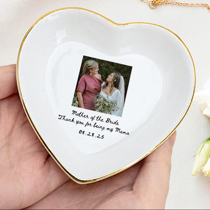 Custom Photo Mother of The Groom Jewelry Dish, Mother of The Bride Jewelry plate, Custom Jewelry Tray for Mom, Wedding Favor Gift For Mom Wedding Gift For Her