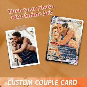 Personalized Anniversary Card, Custom Photo Pkm Card, LGBT Couple Gift, Anime Wedding Card, Custom Poke Card for Couple, Valentine's Day Gift