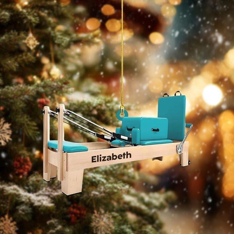 Personalized Pilates Equipment Ornament, Pilates Art, Reformer Christmas Decor, Pilates Equipment Ornament, Pilates Studio Fitness Gift 2D Flat Ornament