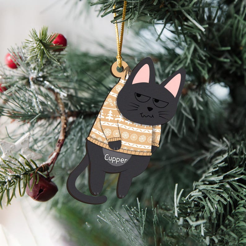 Custom Funny Cats Ornament, Personalized Cat Christmas Ornament, Christmas Tree Cat Ornament, Cat Owner Gift, Cat Mom Gifts, Xmas Gift