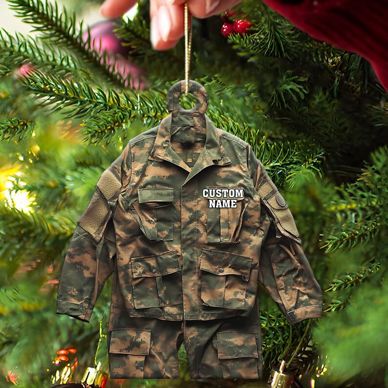 Custom Soldier Ornament, Personalized Military Uniform Acrylic Christmas Tree Decoration, Unique Holiday Gift For Service Members