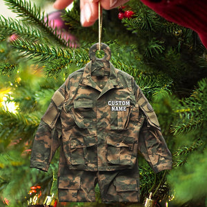 Custom Soldier Ornament, Personalized Military Uniform Acrylic Christmas Tree Decoration, Unique Holiday Gift For Service Members