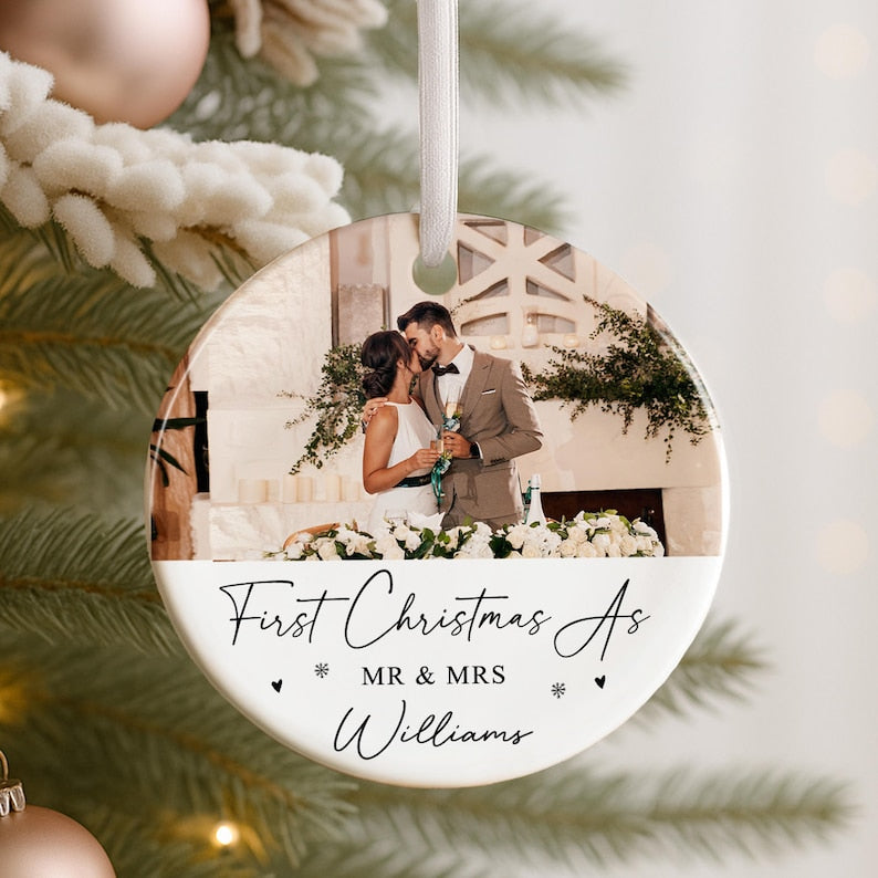 Personalised 1st Christmas as Mr and Mrs Bauble | First Christmas as Mr and Mrs Bauble, 1st Christmas Married Decoration, Newlywed Bauble