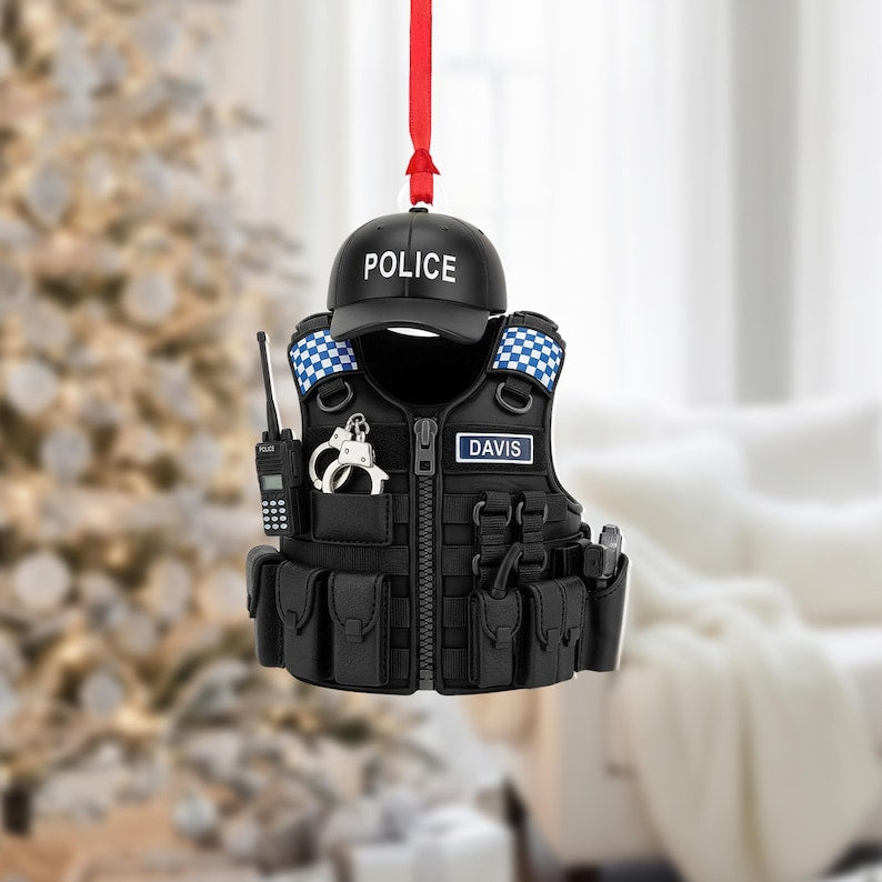 Personalized Police Ornament: Custom Name Law Enforcement Christmas Decoration
