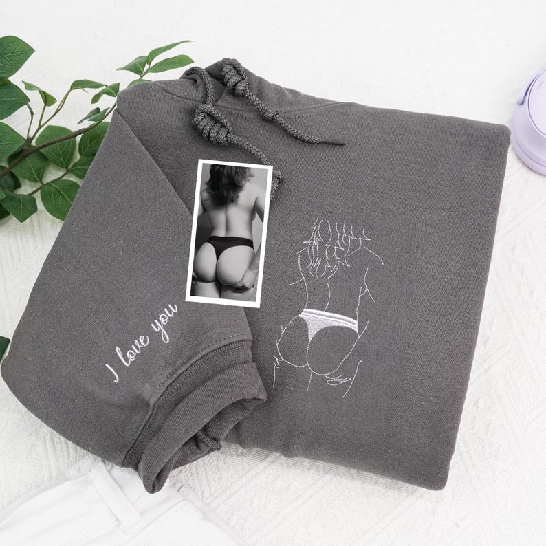 Spicy Hoodie, Custom Embroidered Portrait Sweatshirt, Custom Couple Portrait, Christmas Gift For Boyfriend, Gifts for Him, Anniversary Gift