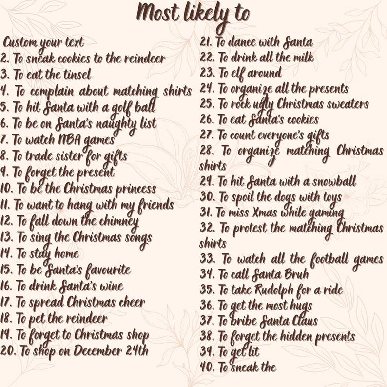 Most likely to, Custom Ugly Christmas Shirt, Personalized Ugly Christmas tee, Family Matching Christmas Tshirt, christmas party tee