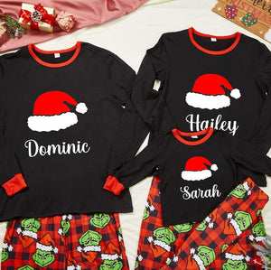 Family Matching Grinch Family Pajamas Personalized Christmas Family Pajamas w/Name, Monogram Christmas Gifts, Xmas Eve Family Matching Pjs