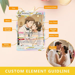 Personalized Pokemon Anniversary Card, Anime Wedding Card, Custom Couple Photo Gift, Valentine's Day Gift, Anniversary Present for Him & Her
