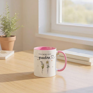 First Mom, Now Grandma Garden Gift, Personalized Mom Grandma Garden Mug, Custom Birth Flower Gift For Mom Grandma, Mother's Day Gift