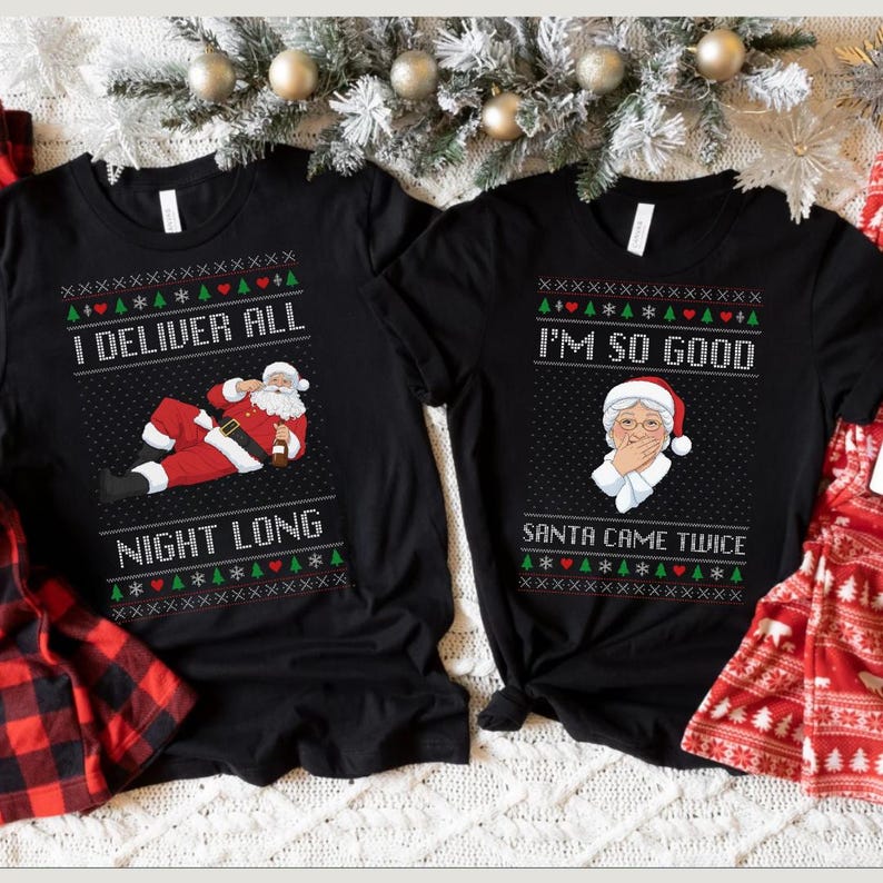 Funny Couples Christmas Pajamas, Couples Holiday Shirt, Xmas Party Couple Tee, Newlywed Christmas Shirts, Matching Xmas Shirt, Couple Gift
