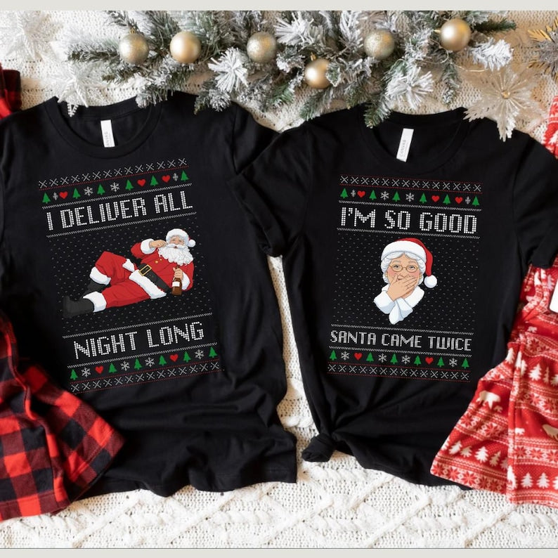 Funny Couples Christmas Pajamas, Couples Holiday Shirt, Xmas Party Couple Tee, Newlywed Christmas Shirts, Matching Xmas Shirt, Couple Gift