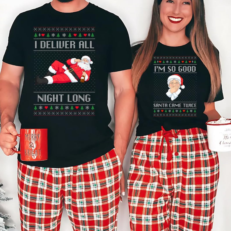 Funny Couples Christmas Pajamas, Couples Holiday Shirt, Xmas Party Couple Tee, Newlywed Christmas Shirts, Matching Xmas Shirt, Couple Gift