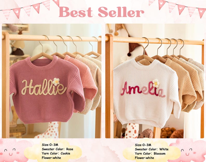 Custom Embroidered Baby Name Sweater: Personalized Knit Gift, Baby Name Sweater, Embroidered Sweater, Personalised Gifts, Baby Gifts