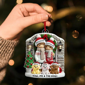 Personalized Farmhouse Couple Christmas Ornament with Optional Pet Dog Cat, Christmas Gift for Him, Gift for Her, Christmas 2D Flat Ornament