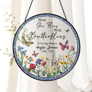 Custom Memorial Stained Glass Suncatcher,Loss Of Dad Sympathy Gift,In Memory of Mom Memorial Ornament,Loss of Mom Ornament,Remembrance Gifts Mother's Day Gift