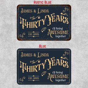 Anniversary Metal Sign, Personalized 30th Wedding Gift for Couples, Custom Wall Decor with Names & EST Date Unique Aluminum Art Wedding Gift