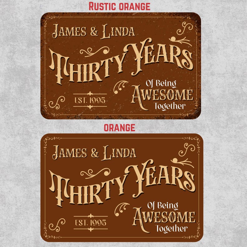 Anniversary Metal Sign, Personalized 30th Wedding Gift for Couples, Custom Wall Decor with Names & EST Date Unique Aluminum Art Wedding Gift