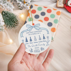 Personalised First Christmas As a Family of 2/3/4/5 Christmas Bauble, Family Tree Christmas Bauble, 2025 Family First Christmas Ornament