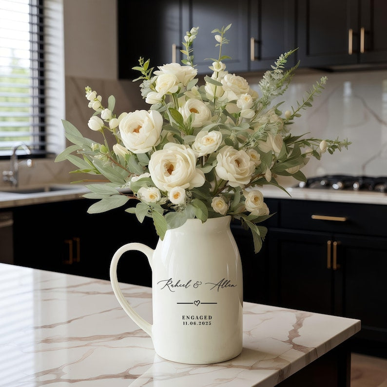 Personalized Engagement Gift, Custom Engaged Flower Vase, New Engaged Couple Gift, Engagement Gifts, Engagement Gift For Couple