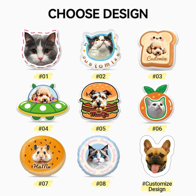 Custom Pet Pillow Personalized Dog or Cat Shaped Cushion, Pet Portrait Plush Gift, Pet Memorial Pillow, Funny Animal Gift for Pet Lovers