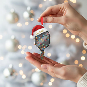 Personalized Pickleball Ornament: Santa Hat Acrylic Xmas Decor
