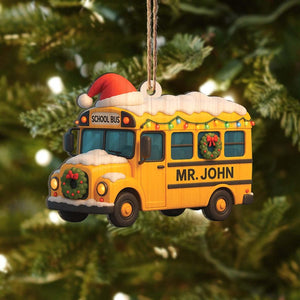 Personalized Flat 2D School Bus Ornament: Custom Teacher, Driver Appreciation Gift