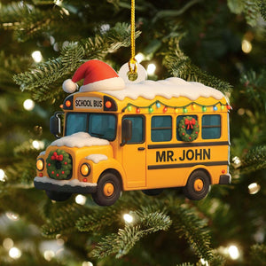 Personalized Flat 2D School Bus Ornament: Custom Teacher, Driver Appreciation Gift
