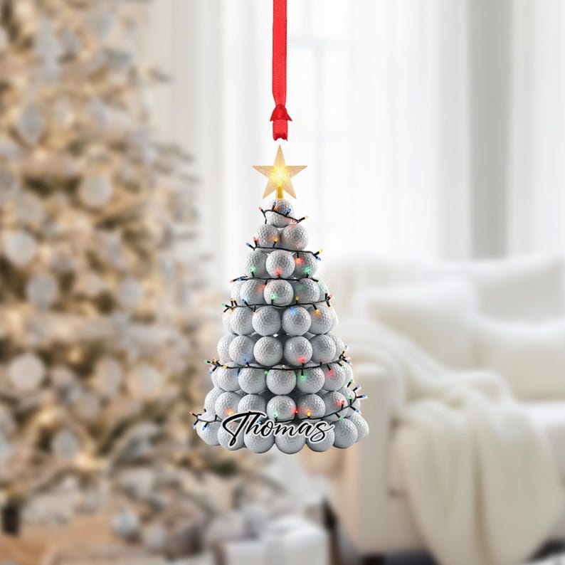 Personalized Golfer Christmas Ornament: Custom Name Acrylic Keepsake