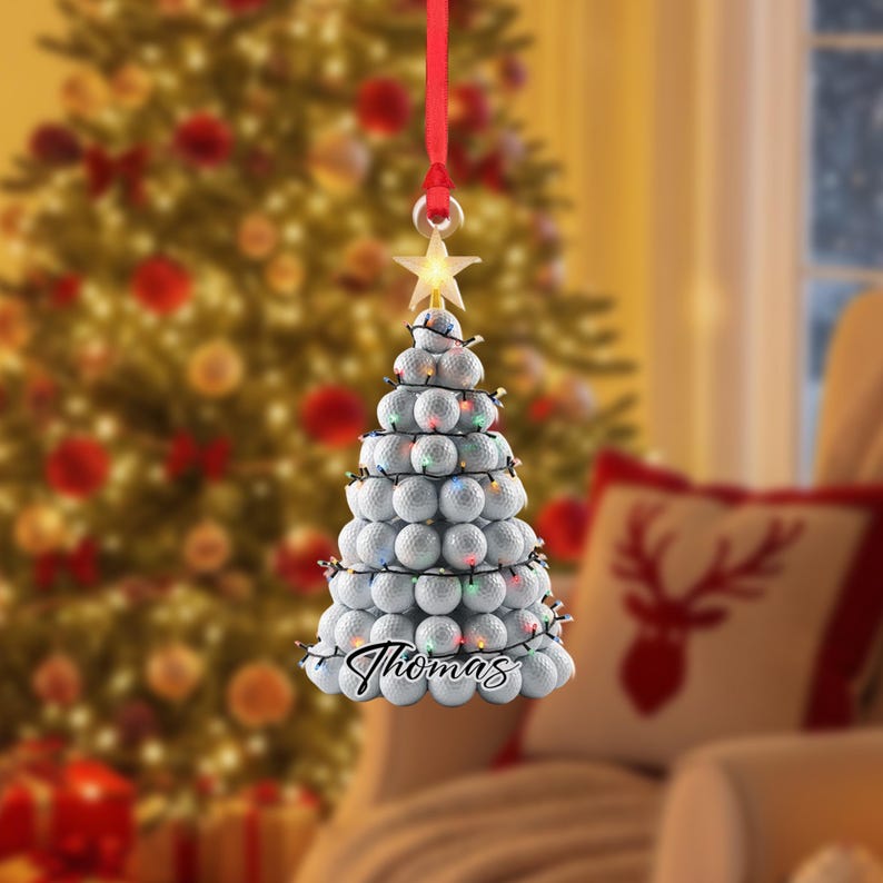 Personalized Golfer Christmas Ornament: Custom Name Acrylic Keepsake