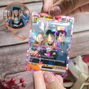 Personalized Pokelove Graduation Card, Custom Anime Photo Card, Graduation Gift, Gift for Him, Gift for Her, Custom Card for Student