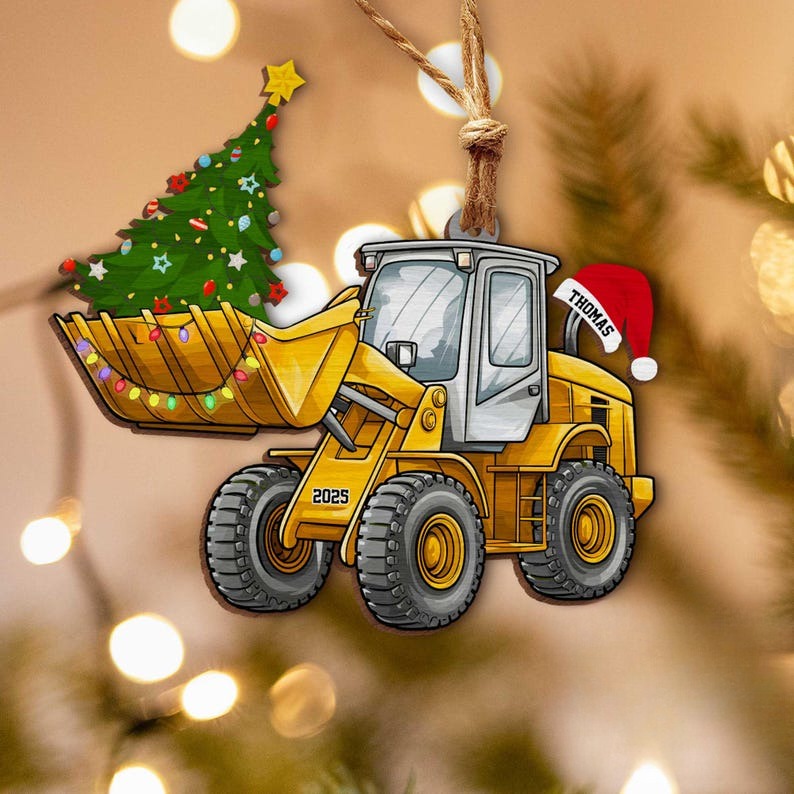 Personalized Excavator Christmas Ornament, Construction Vehicle Gift, Excavator Truck Christmas Ornament, Construction Gift For Boy