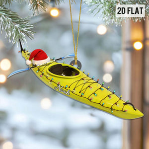 Personalized Kayak Christmas Acrylic Ornament, Custom Canoe Ornament, Outdoor Adventure Holiday Decor, Gift for Kayak Lovers