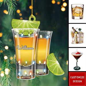 Martini Christmas Acrylic Ornament, Name Martini Wine Glass Ornament, Bartender Cocktail Christmas Gift, Cocktail Lover Gift
