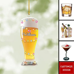 Martini Christmas Acrylic Ornament, Name Martini Wine Glass Ornament, Bartender Cocktail Christmas Gift, Cocktail Lover Gift