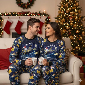 Custom Name Po-lar Express Family Christmas Pajamas, Custom Matching Holiday PJs, Believe Train Xmas Sleepwear, Xmas Pajamas Matching