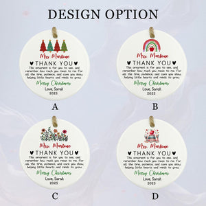 Personalized Christmas Gift for Teacher, Mentor Gifts, Custom Teacher Ornament, Teacher Appreciation, Thank You Teacher Christmas Ornament