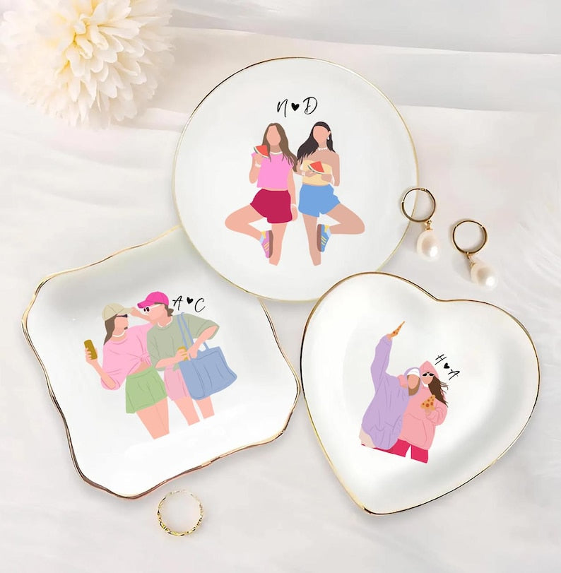 Personalized Bestie Photo Trinket Dish: Best Friend Gifts, Friendship Ring Holder, Thank You Gift For Friend