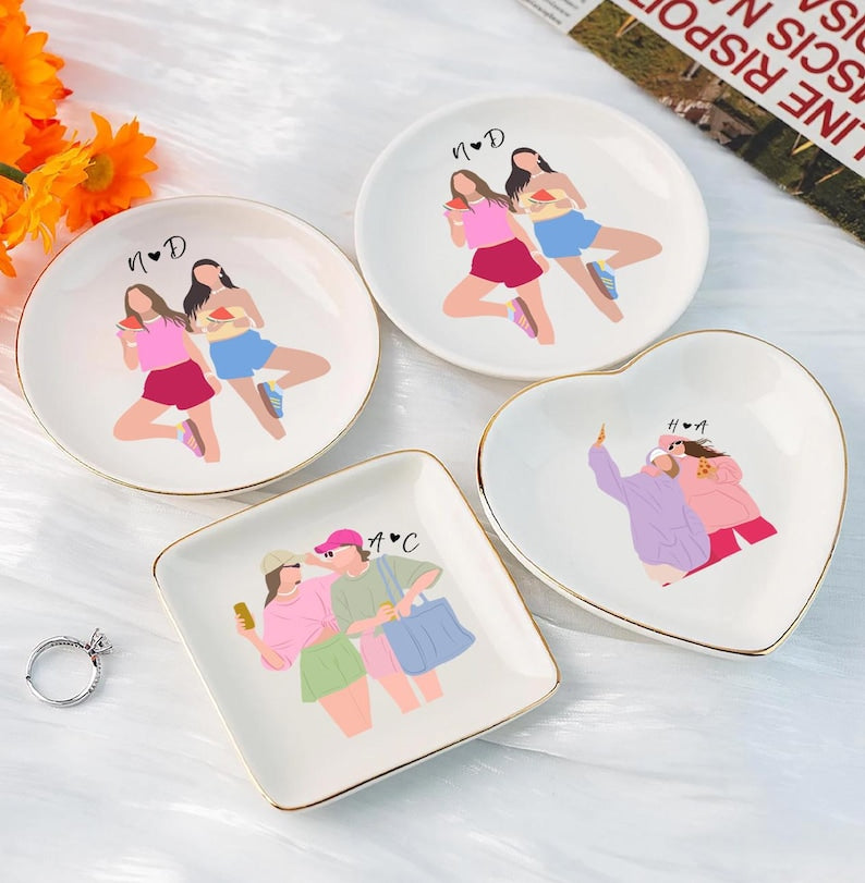 Personalized Bestie Photo Trinket Dish: Best Friend Gifts, Friendship Ring Holder, Thank You Gift For Friend