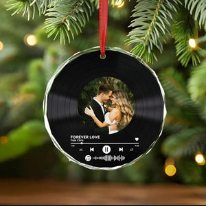 Custom Song Photo Ornament, Vinyl Record Photo Couple Ornament, Christmas Couples Gifts, Custom Couple Photo Ornament, Music Lovers Ornament
