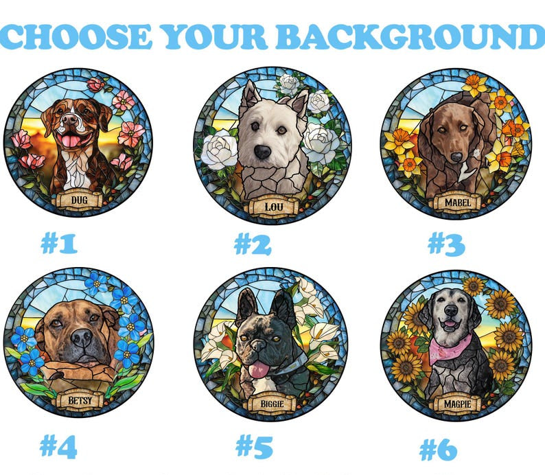 Custom Pet Portrait Stained Glass Suncatcher, Stained Glass Dog Memorial, Custom Dog Portrait from Photo, Pet Memorial Gift, Window hangings