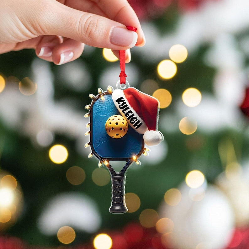 Personalized Pickleball Ornament: Custom Paddle & Ball Christmas Decor