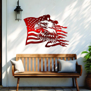 Custom Eagle & American Flag Metal Sign: Patriotic Wall Art